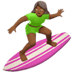 🏄🏾‍♀️ woman surfing: medium-dark skin tone display on Apple